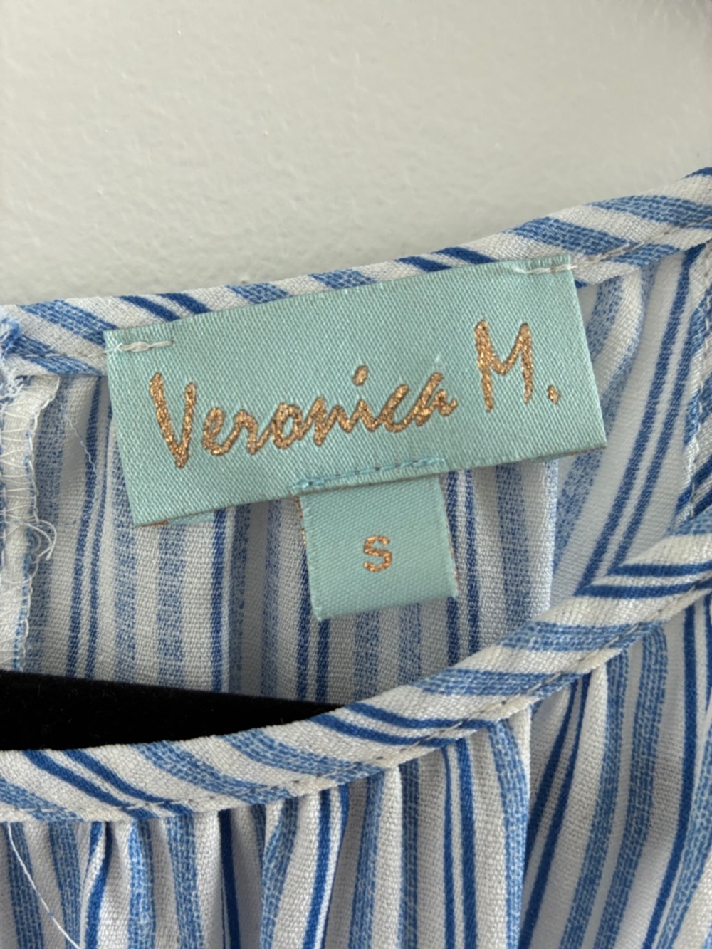 Veronica M Blue and White Striped Halter Mini Dress - Picture 4 of 5